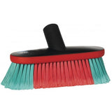 Vikan vehicle brush 526952 with red and green soft split filaments and waterfed handle fitting for car body washing