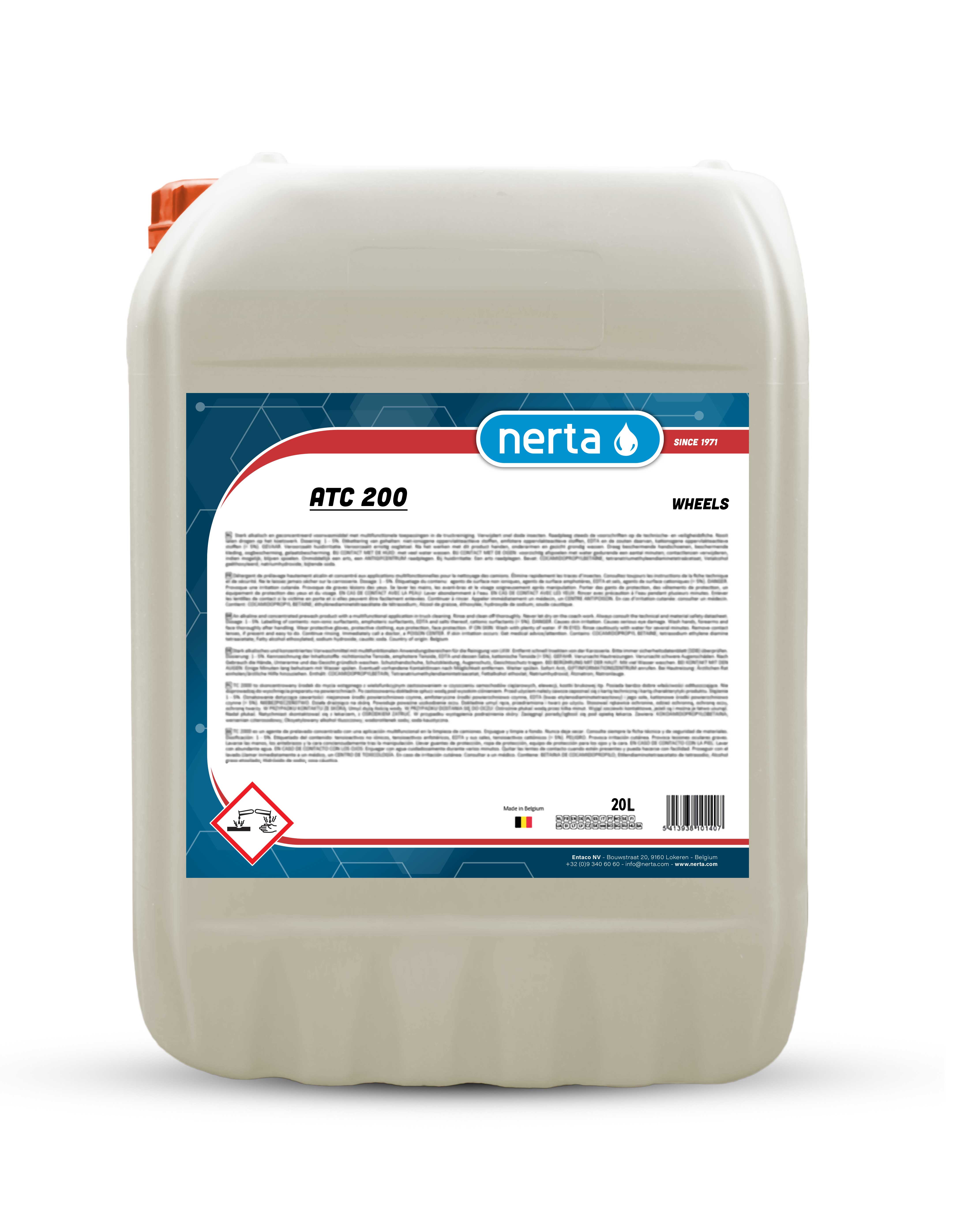 Nerta ATC 200 alkaline truck cleaner concentrate bottle for HGV pre-wash cleaning