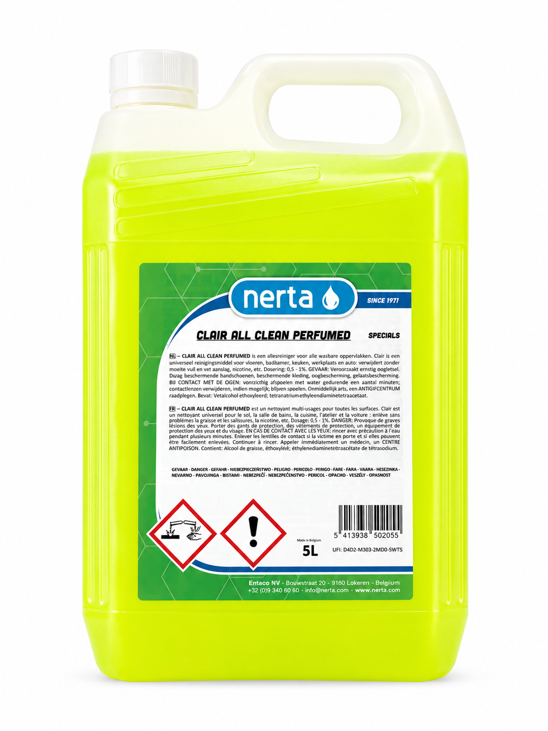 Nerta Clair all Clean Perfumed multi-surface interior cleaner bottle with fragrance
