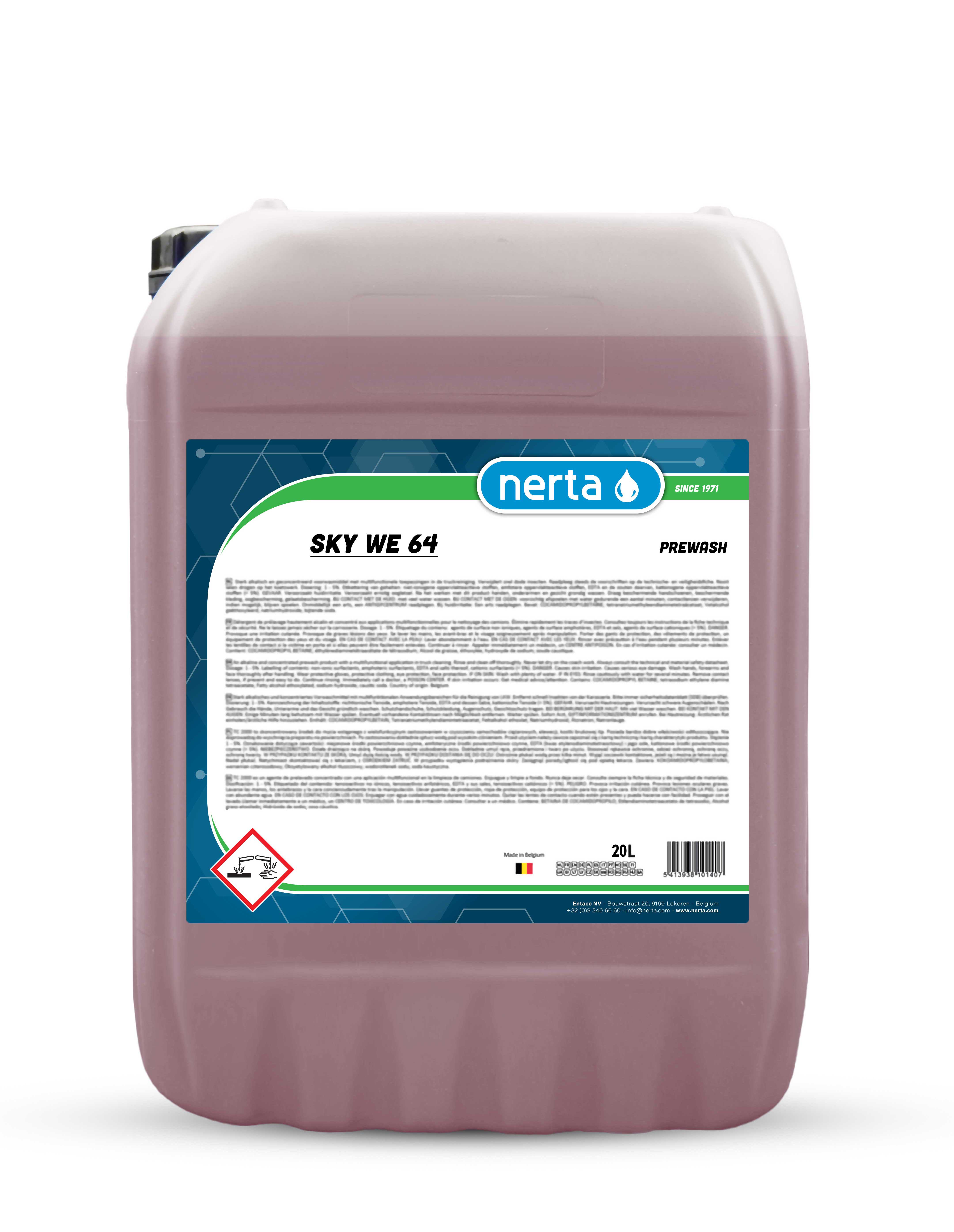 Nerta Sky WE 64 alkaline foam cleaner concentrate bottle for commercial vehicles
