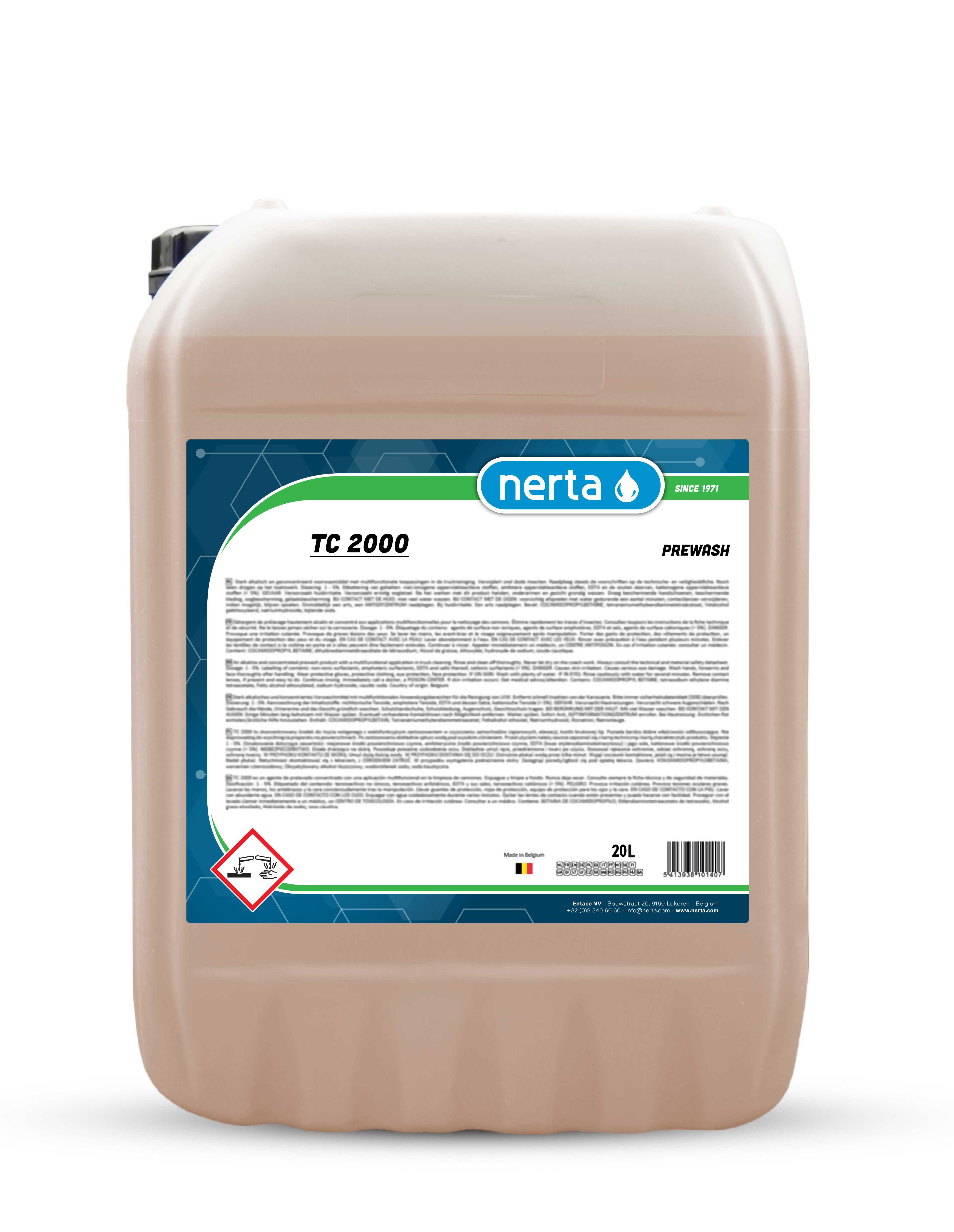 Nerta TC 2000 alkaline traffic film cleaner concentrate bottle for HGVs