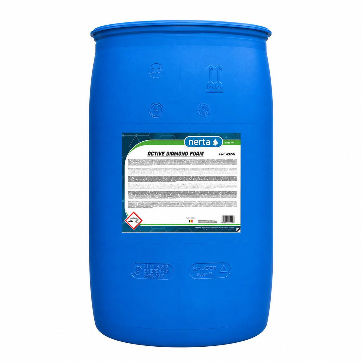 Nerta Active Diamond Foam 200L blue drum on a white background
