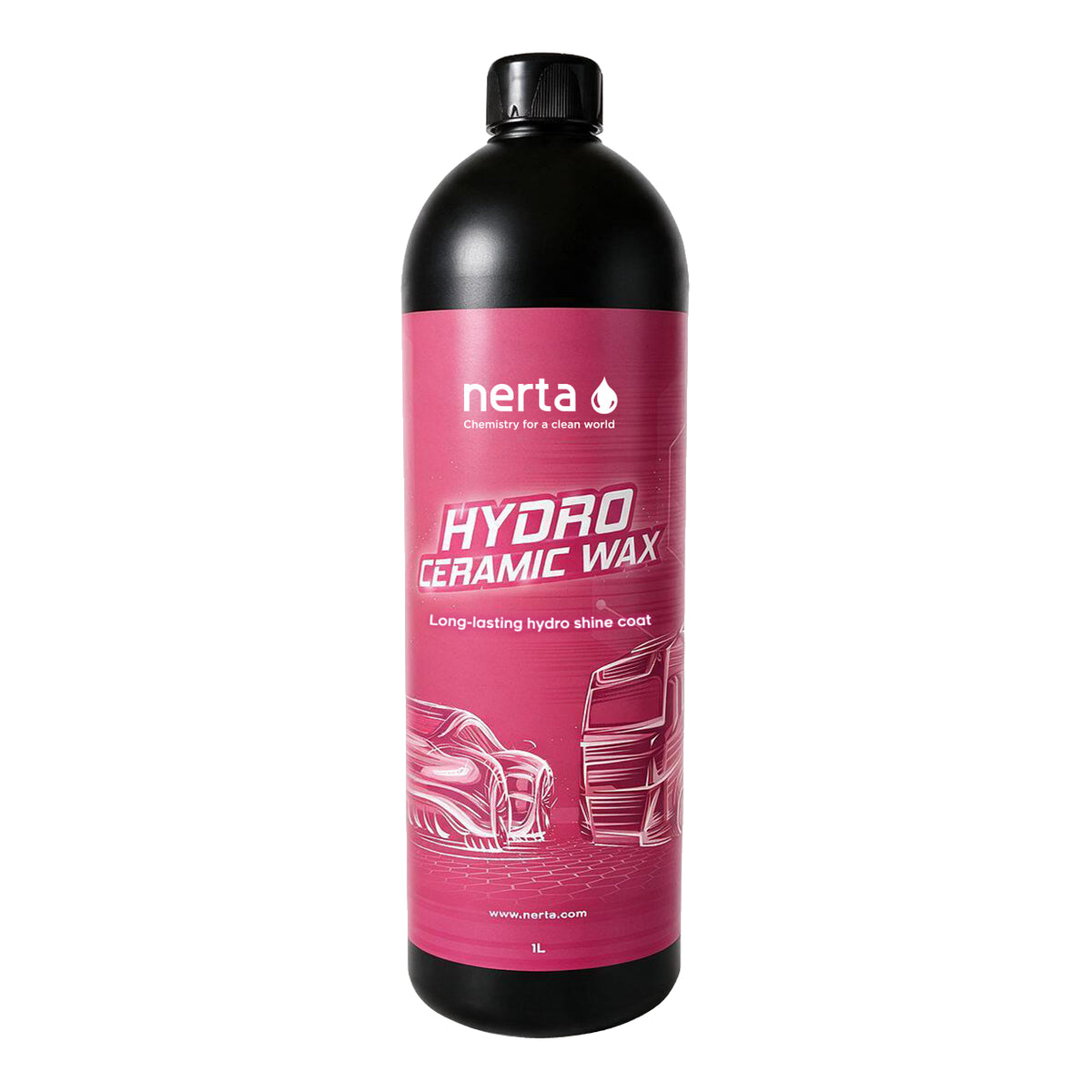 Nerta Hydro Ceramic Wax 1L bottle with a pink label on a white background
