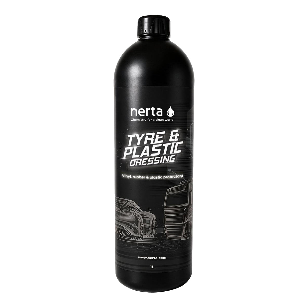 Nerta Tyre and Plastic Dressing 1L bottle with a black label on a white background