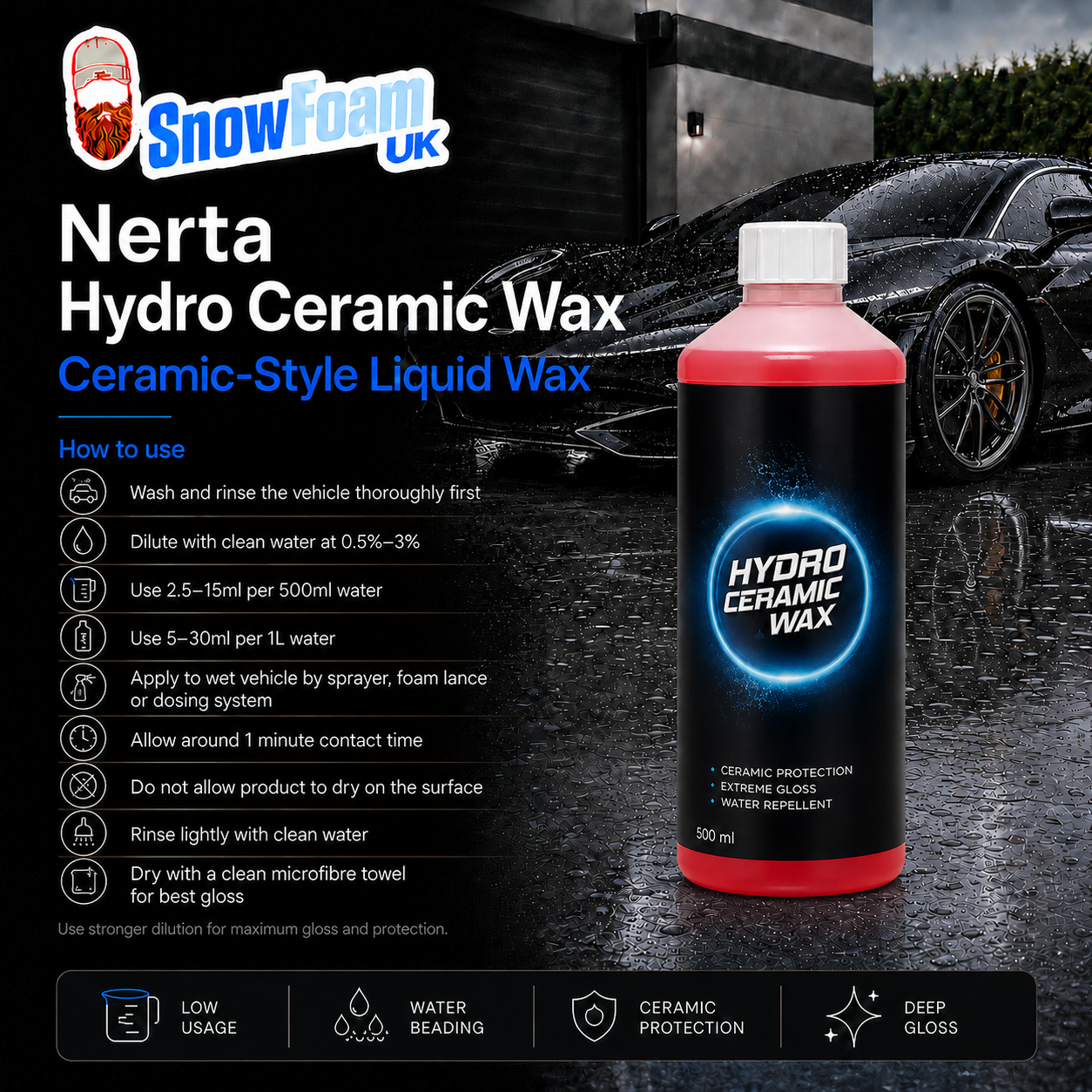 Nerta Hydro Ceramic Wax concentrate for long-lasting shine and water repellency