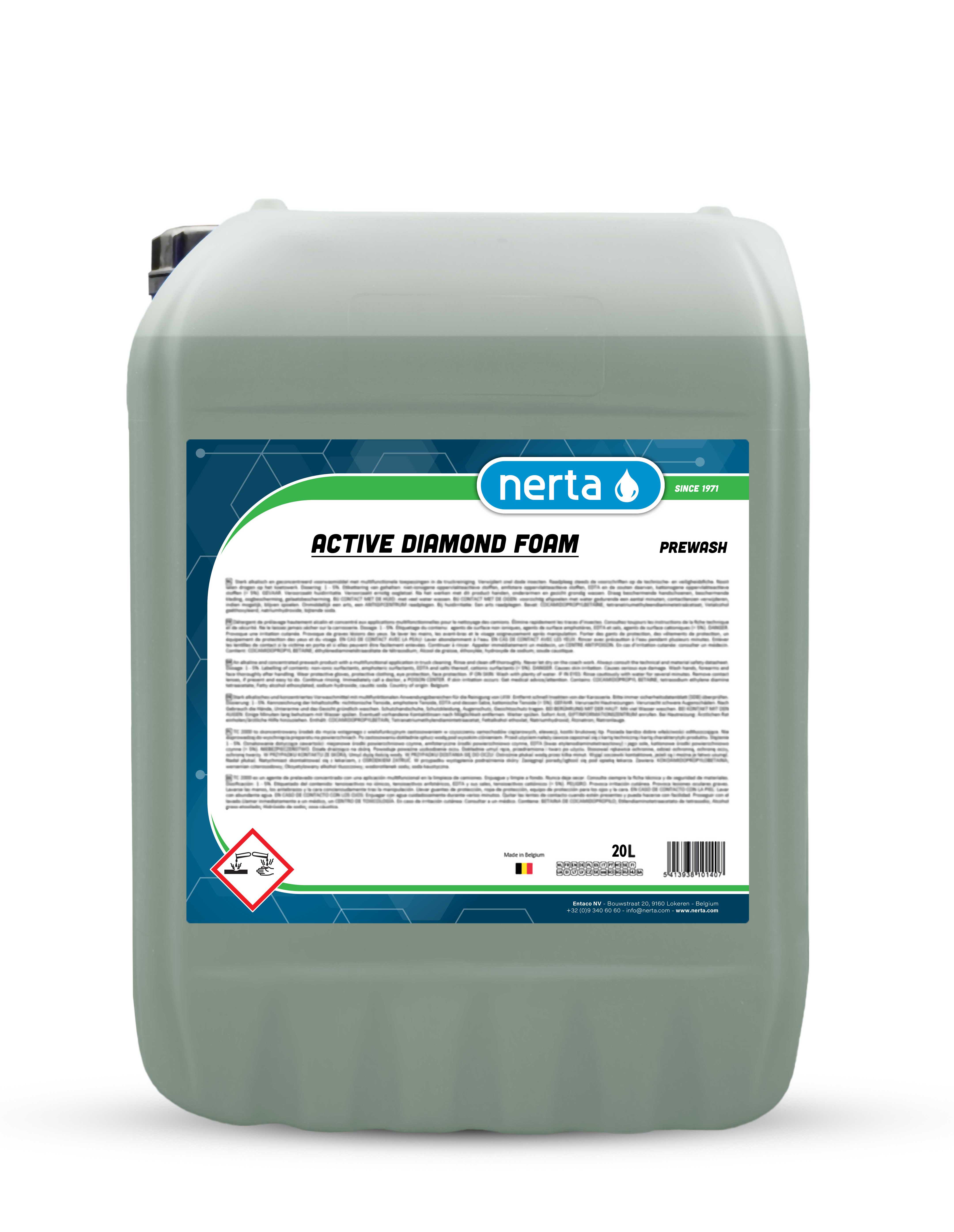 Nerta Active Diamond Foam – high-cling pre-wash snow foam for traffic film and road grime removal