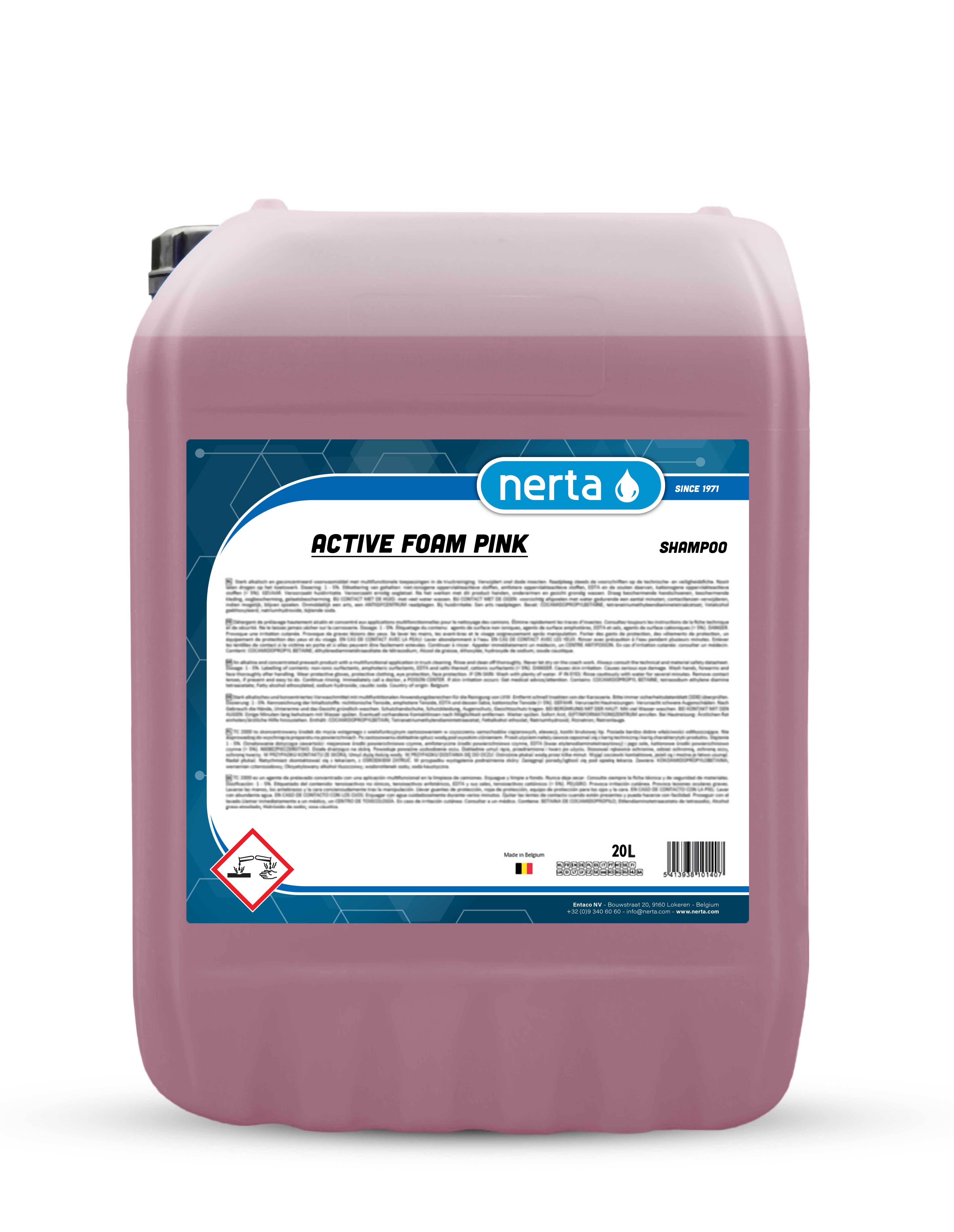 Nerta Active Foam Pink colour-changing pre-wash snow foam concentrate bottle