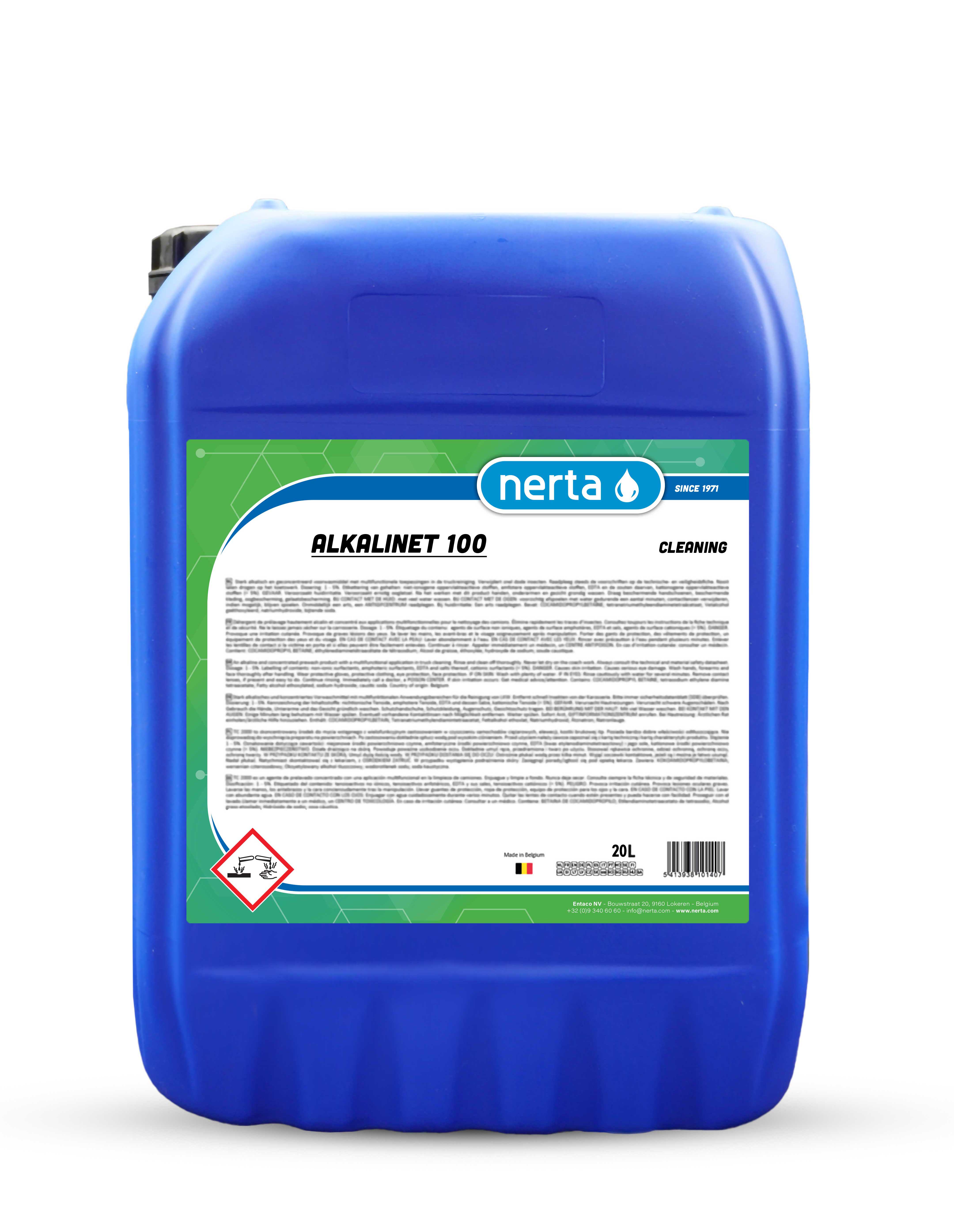Nerta Alkalinet 100 alkaline traffic film remover bottle for HGV and commercial vehicles