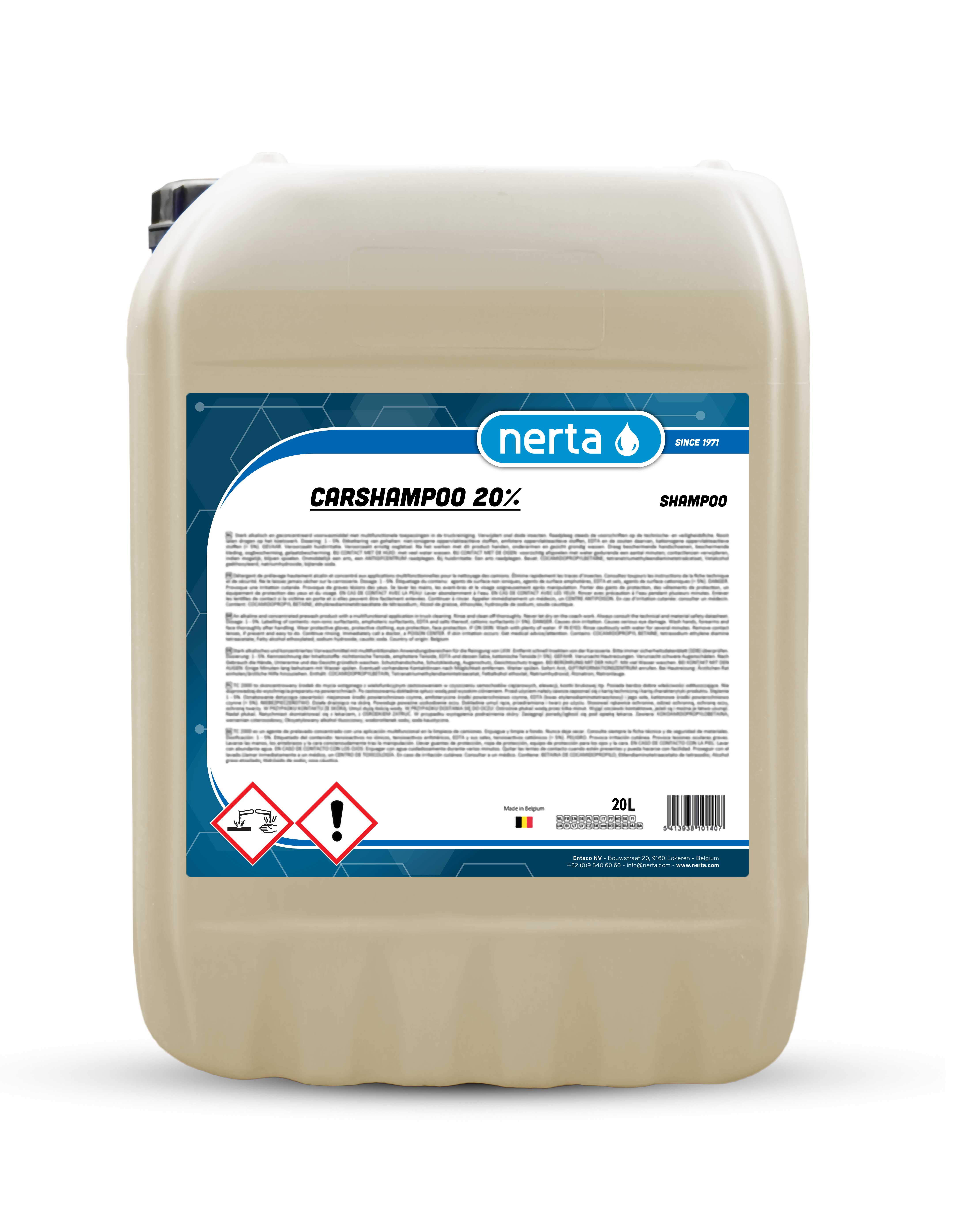 Nerta Carshampoo 20% – concentrated pH-neutral car shampoo for safe contact wash on cars, vans and fleets