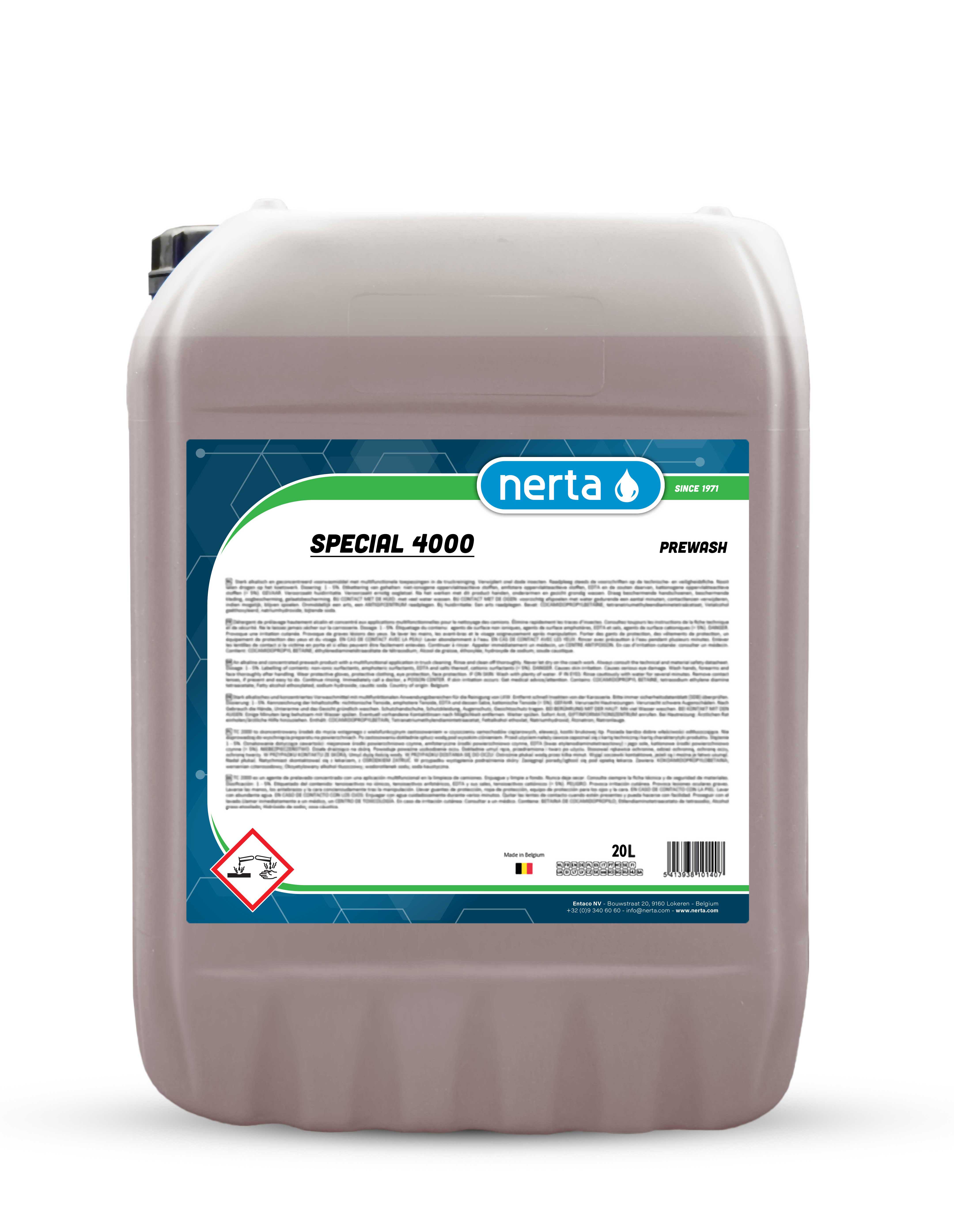 Nerta Special 4000 alkaline foam pre-wash concentrate bottle for vehicles