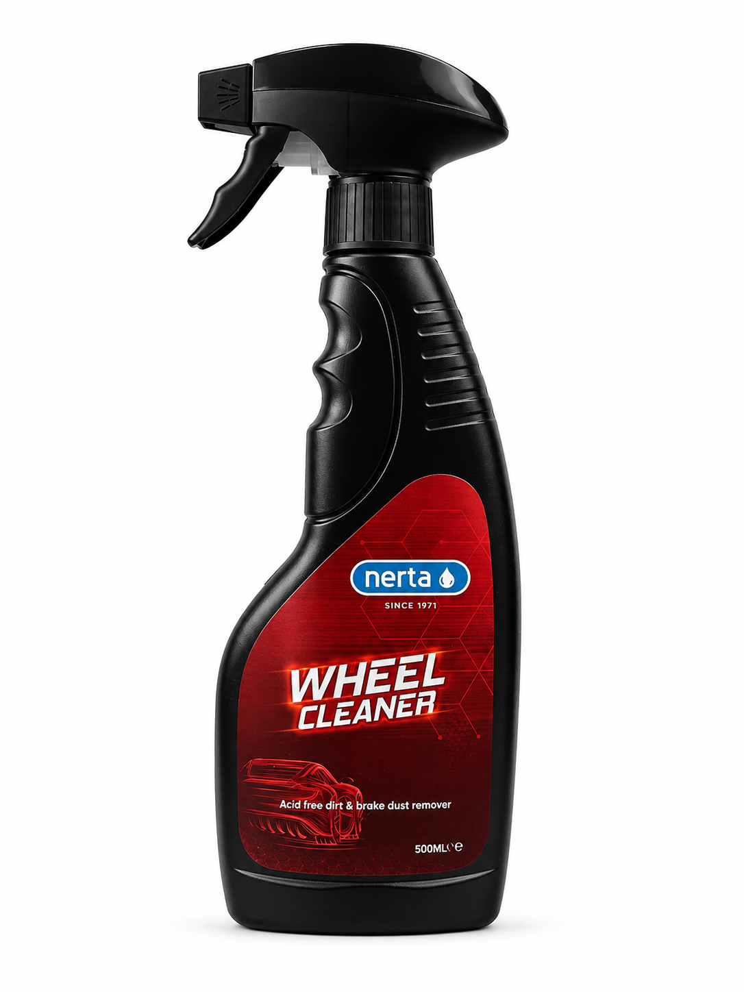 Nerta Wheel Cleaner acid-based alloy wheel cleaner bottle for brake dust and grime