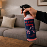 Air Fresh Cherry 500ml car air freshener spray, label close-up