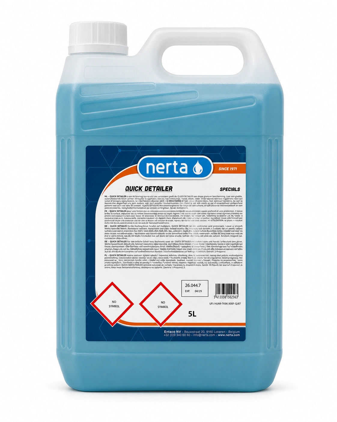 Nerta Quick Detailer 5L bottle - silicone-free spray detailer for deep gloss and hydrophobic finish on car paintwork, ceramic coatings and PPF